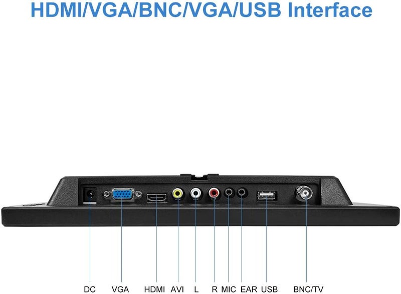 Prechen 11.6 Inch Security Monitor,Small Surveillance Monitor HDMI VGA AV BNC USB BNC Input,1366x768 Computer Display with Speakers for CCTV DVR Office and Home Security Camera System Surveillance - Image 5